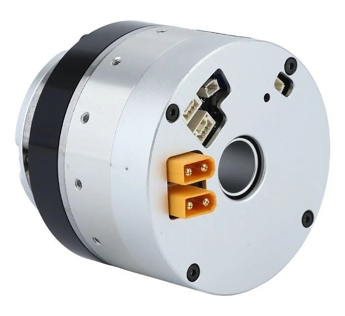 A frameless rotary joint module with a hollow shaft, connectors and a machined housing